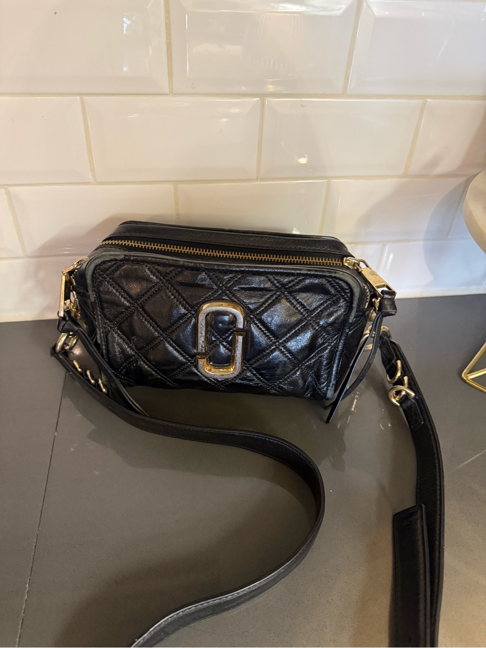 Marc Jacobs Black Quilted Snapshot Crossbody with Gold Hardware - Picture 2 of 11